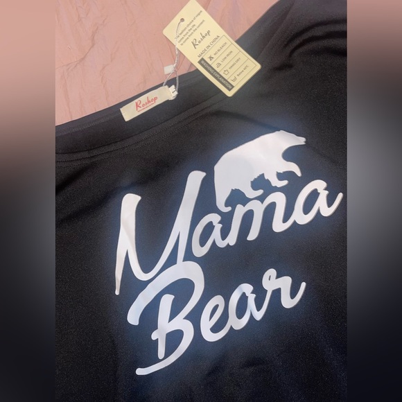 Black off the shoulder "Mama Bear" large sweater - Picture 2 of 3